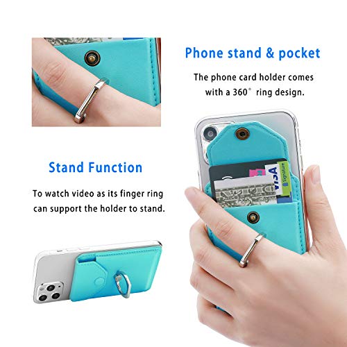 YUNCE-Cell-Phone-RFID-Ring-Stand-Stick-on-Wallet-for-Back-of-Phone-for-iPhone-Android-and-All-Smartphones-Adhesive-Credit-Card-Holder-for-Cell-Phone-Green