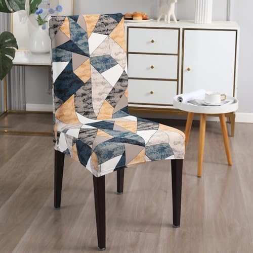Image of Dining Chair Covers Set of 1, Stretchable Removable Washable Anti-Slip Universal Fit Printed Polyester Spandex Slipcovers (Orange Smoke)