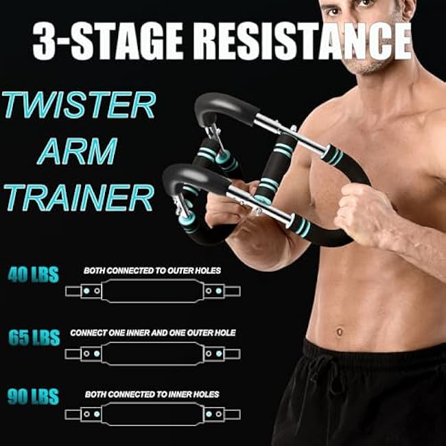 2025 New Twister Arm Trainer, 40-90lbs 3-Position Adjustable Chest Exerciser for Men & Women, Detachable Upper Body Workout Equipment for Home/Gym/Travel, Fitness Anywhere