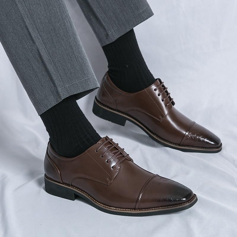 Men's Casual Dress Shoes Dress Shoes for Men Lace Up Round Toe Faux Leather New Oxford Shoes Anti-Slip Non Slip Resistant Low Top Rubber Sole Prom3