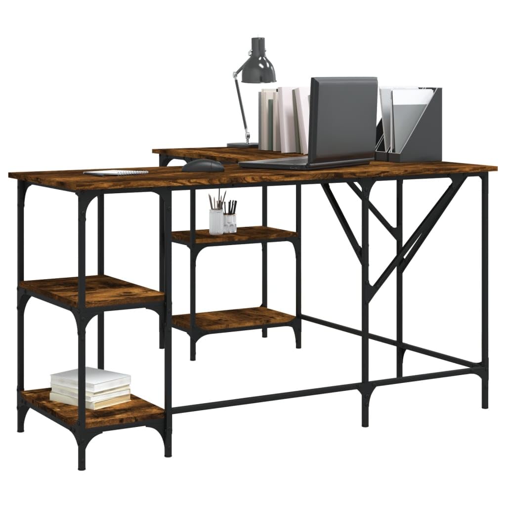Homgoday Scrivania ad angolo, scrivania per computer, ufficio, PC, tavolo da lavoro, tavolo per studio, casa, ufficio, incenso, 139 x 139 x 75 cm, materiale in legno