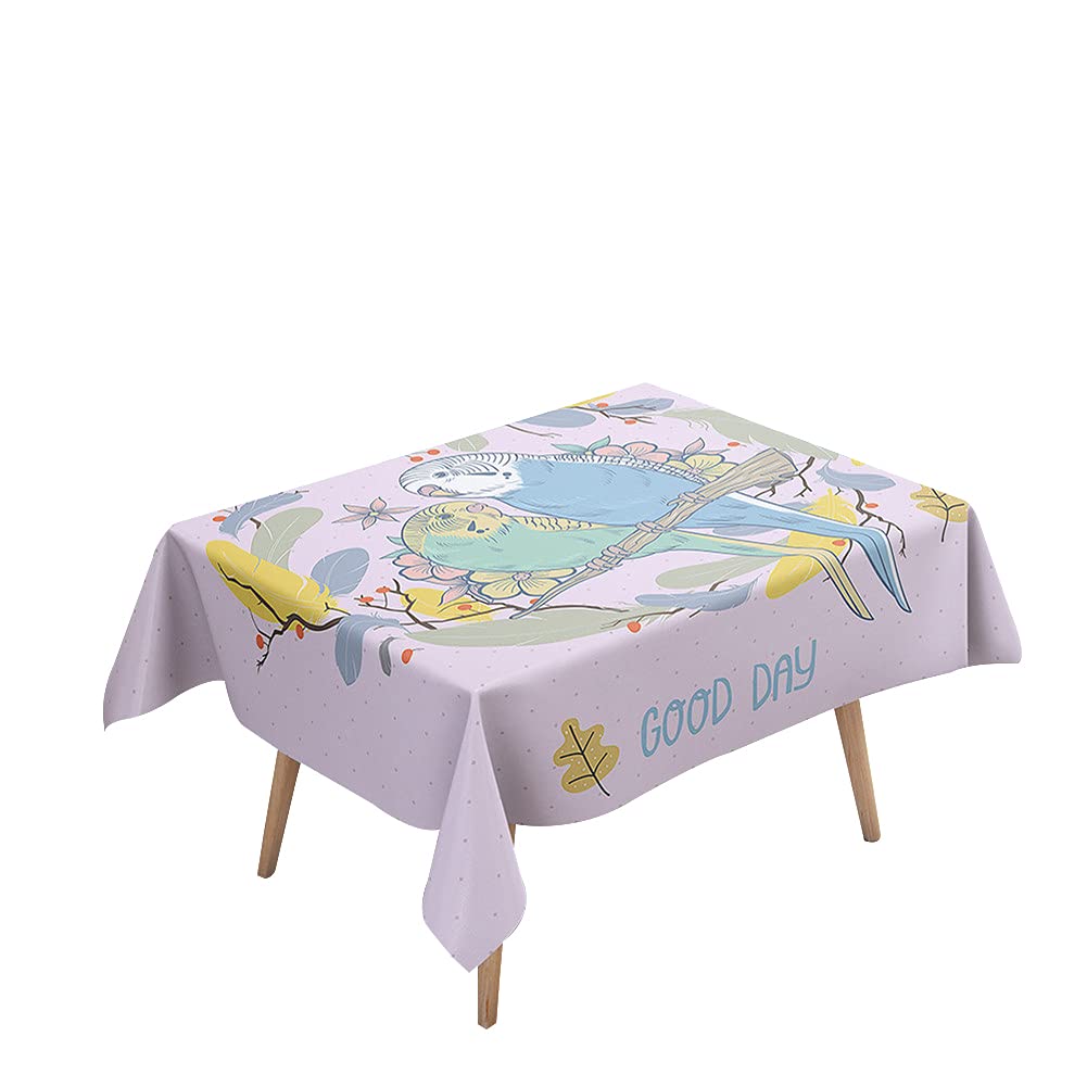 Morbuy Cartoon Parrot Table Cloths Rectangular Waterproof, 3D Parrot Bird Print Tablecloths Stain Resistant Tablecloth Wipe Clean Table Cover For Decorations Kitchen Garden Party (,60X60cm)