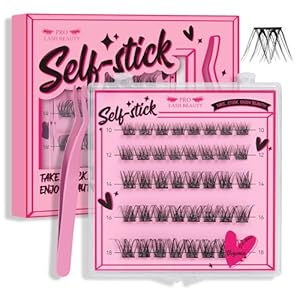 Self Adhesive Eyelashes 40Pcs Lash Clusters Press On Lashes Self Stick Cluster Lashes Pre Glued Eyelash Clusters No Glue No Remover Needed Easy to Apply Save Time (Begonia,D-10-18mix)