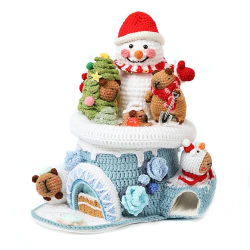 Goodswsw Hand knitted snowman and capybara themed snow house decorative organizer - A Perfect Blend of Festive Home Decor and Practical Storage