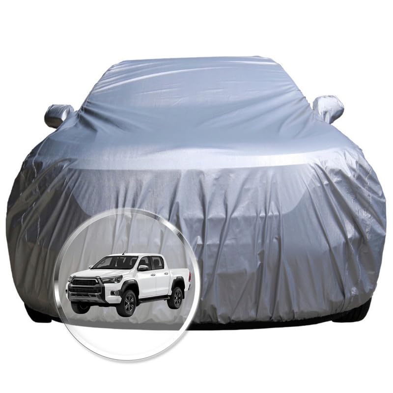 Image of NEODRIFT 'CrystalTech' Car Cover for Toyota Hilux (100% Water-Resistant, All Weather Protection, Tailored Fit, Multi-Layered & Breathable Fabric) (Colour: Crystal Silver)