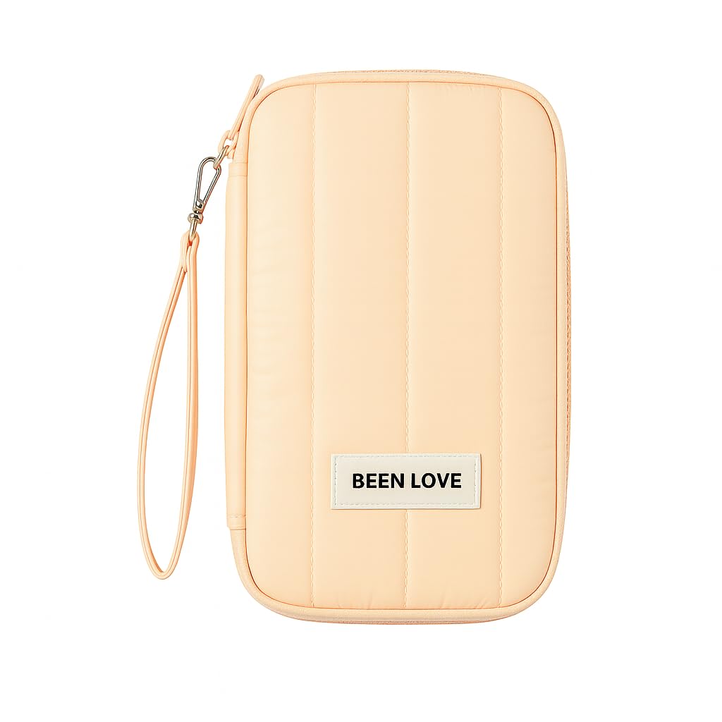 Quilted Travel Wallet Organizer – Waterproof Passport Cover/Passport Holder Pouch with Card Slots & Wrist Strap –Ideal for Travel/Travel Document Organiser for Men & Women (Peach)-image-12