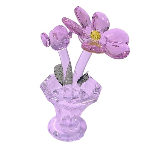 Huffa Pink Crystal Daisy Desktop Ornament For Home Office Decor