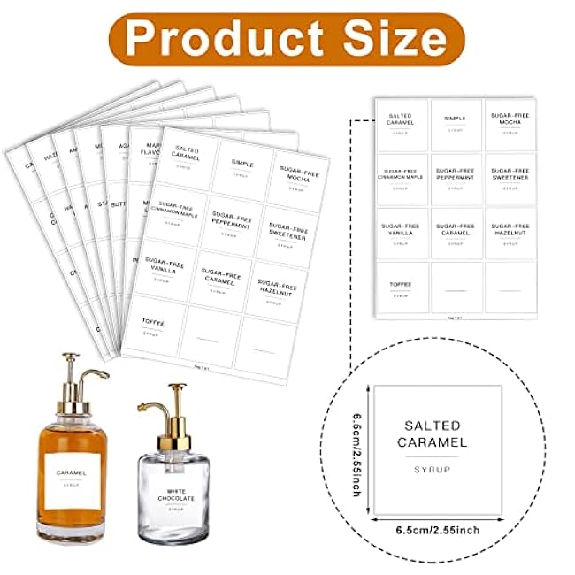 84 Pieces Pantry Labels, Self-Adhesive Labels for Food Containers, Minimalist Waterproof Kitchen Food Labels Preprinted Jar Labels for Storage Bins Coffee Station Syrup Dispenser Labels Blank Labels