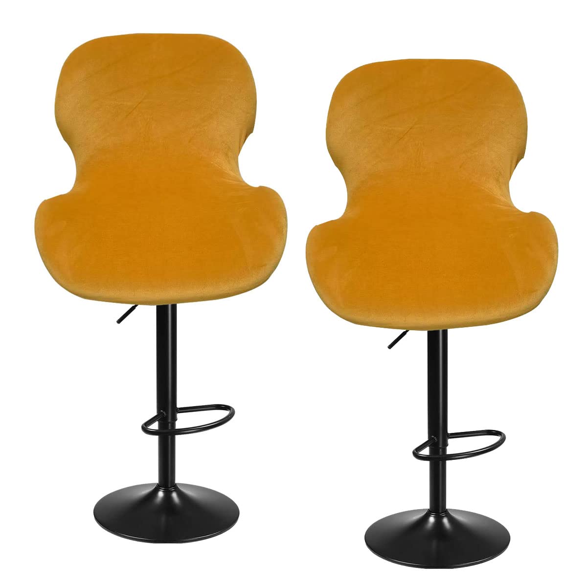 XGANGM Stretch Bar Stool Chair Covers Velvet with Backs Set of 2/4 Curved Bar Stool Covers Slipcover Swivel Dinning Chair Protector for Pub Kitchen Counter Stool Chair,yellow,2PCS