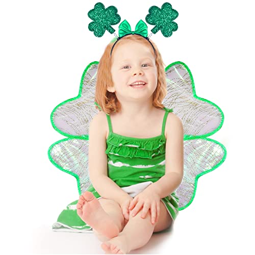 KKBES St. Patrick's Day Fancy Dress Up for Girls, Irish Shamrock Leaves Headband, Irish Day Party Accessories, St Patricks Day Costume Accessory