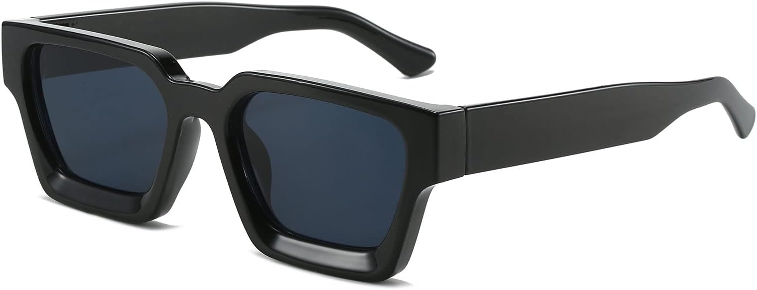 Thick Frame Square Sunglasses - Trendy Chunky Rectangle Sun Glasses for Women Men UV400 Protection