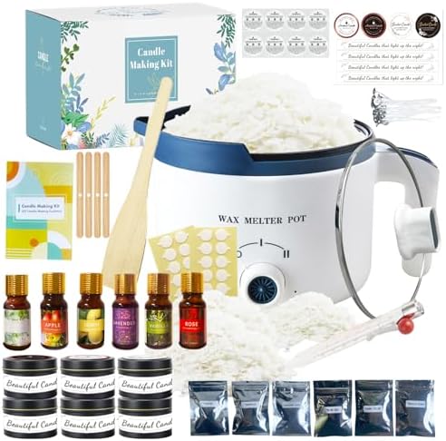 Soy Candle Making Kit with Electric Wax Melter, Starter Candle Ma...