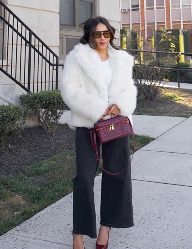 image for Flygo Women's Faux Fur Coat Fluffy Faux Fur Jacket Long Sleeve Lapel F