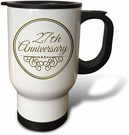 3dRose 27th Anniversary gift Travel Mug, 14 oz, Multicolor