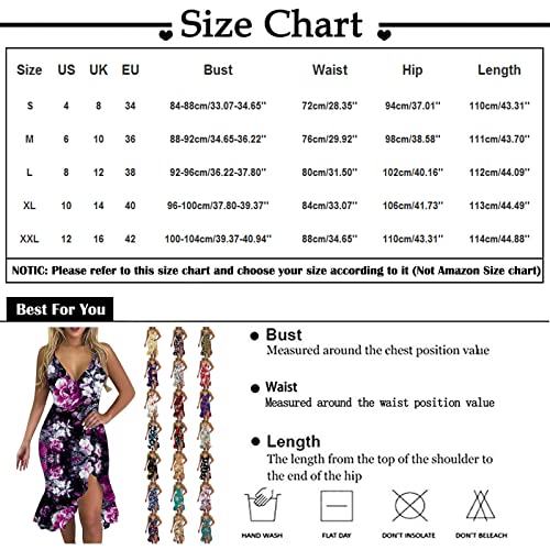 Midi Dresses For Women 2023 Elegant Sexy Side Slit Pencil Dress Fashion Floral Print V-Neck Summercasual Dress,Ladies Date Night Evening Party Prom Banquet Formal Y2K Clothing(D-Sky Blue,X-Large) #TOP4