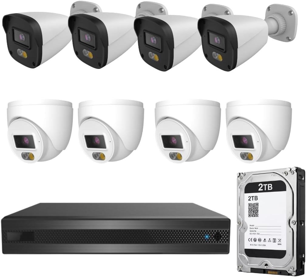 8 Channel CCTV Security Surveillance Panasonic NVR Kit (Bundle #1) | 4MP IP67 QHD IP Cameras (4 bullet & 4 turret)) + 8CH PoE NVR + 2TB Branded Surveillance HDD