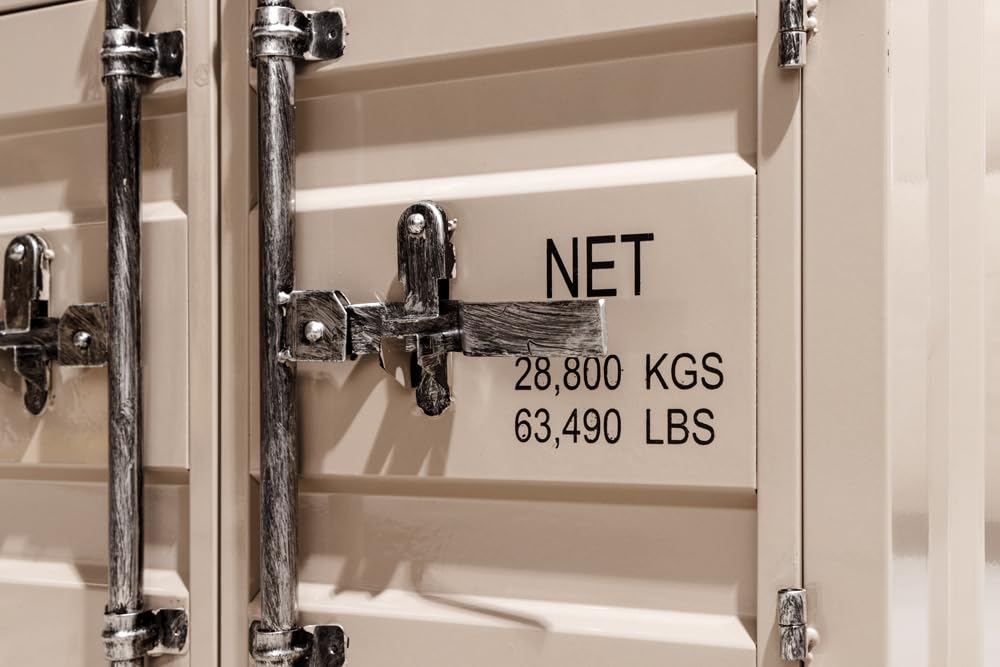 Container-Schrank Globetrotter - 80cm - Greige - Metall Aktenschrank mit Flügeltüren Beistelltisch Nachttisch