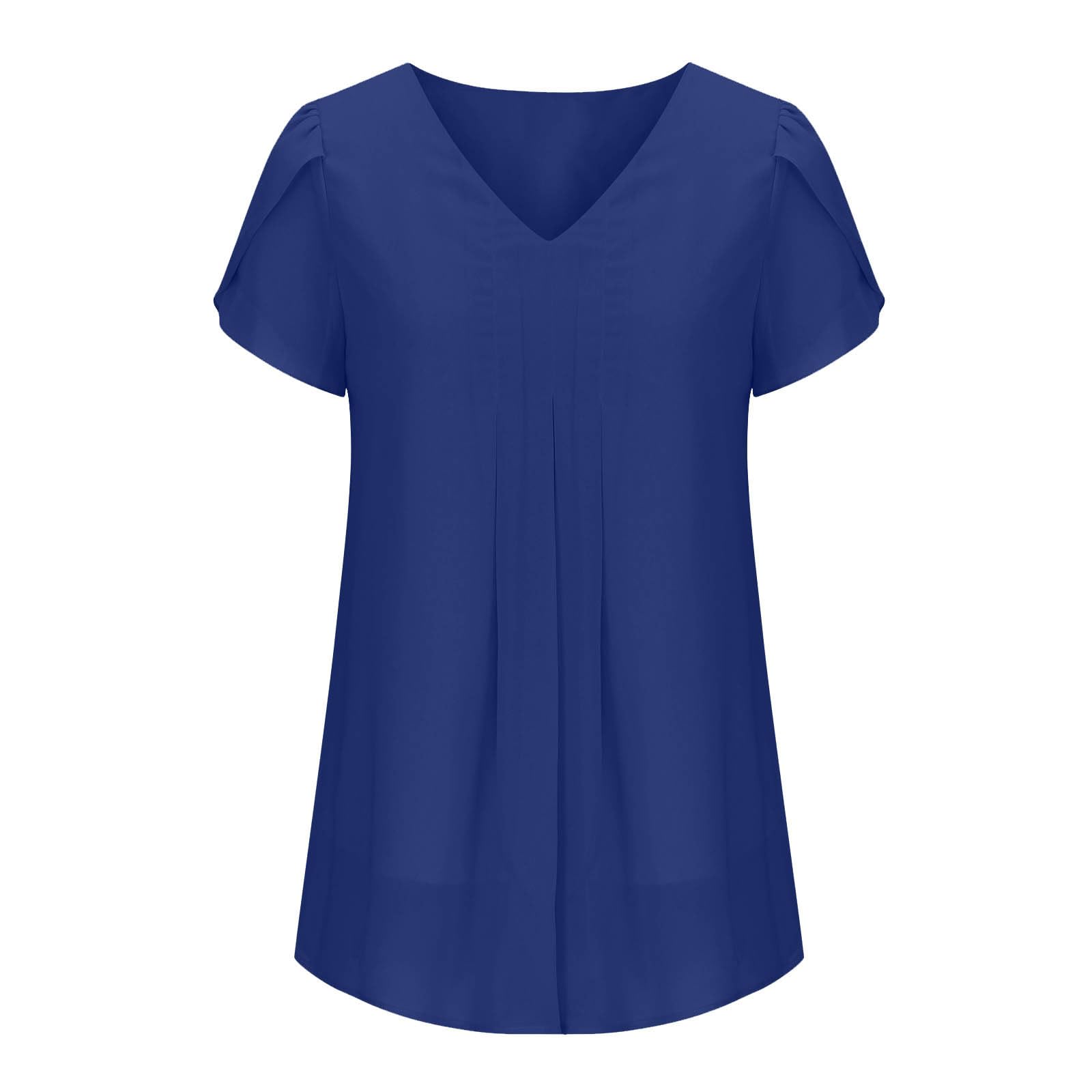 Camiseta Mujer Gasa Manga Corta Camisa Blusa Elegante Casual Verano Color sólido Cuello en V Moda Volante Suelto Túnica Tops Fiesta T-Shirt Oficina Cómodo Basic tee Camisetas