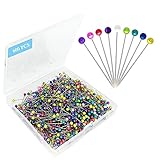 600PCS Sewing Pins Straight Pin for Fabric, Pearlized Ball Head Quilting Pins Long 1.5inch,...