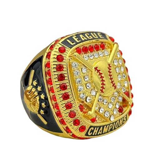 Discount Sports Rings Home Plate League Championship Ring, Premium Softball Baseball Ring/Assorted Colors/Team Awards/Tournament Rings (Champion, Gold)