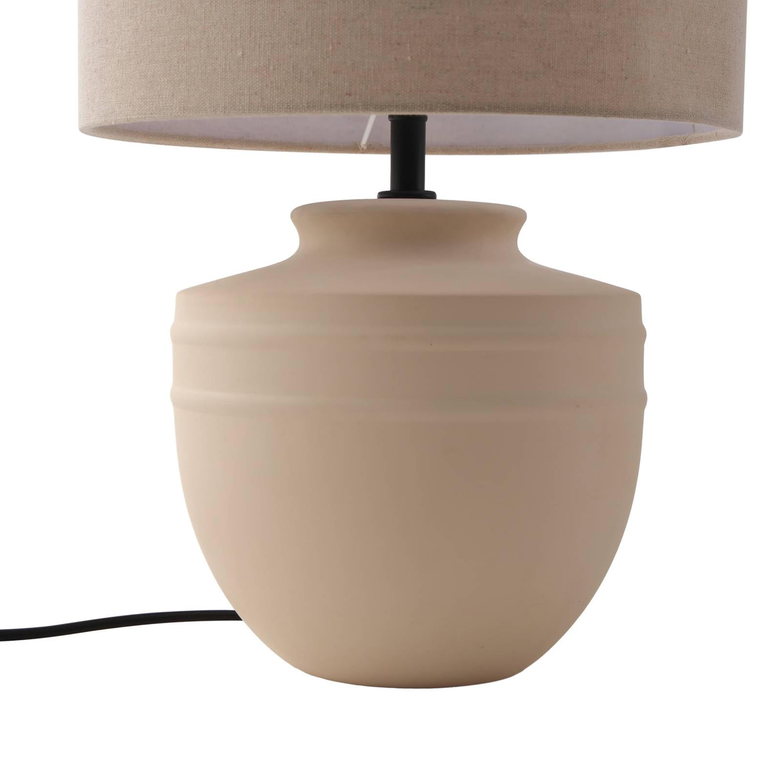 Lindby Tischlampe Thalassia in Creme aus Keramik (1 flammig, E27) - Tischleuchte Schreibtischlampe Nachttischlampe Flurleuchte