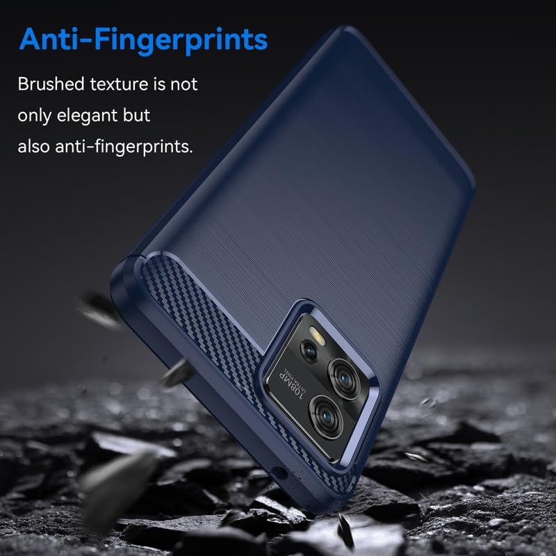 Image of Hybrid Carbon Fiber Back Case for Motorola Moto G72 (Blue)