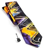 Jerry Garcia Silk Designer Tie w/ Guitar Pin and Autograph Watercolor Purple Orange