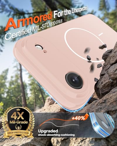 Image of Magnetic for iPhone Air Case,Shockproof Matte Cover,Cute Pink | with Screen Protector,Compatible with MagSafe,Military Grade Drop Protection,Full Camera Protection,Non-Slip Design Case