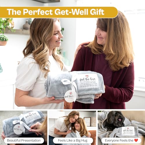 Manta Get Well - Manta Terapéutica - Manta Inspiracional para Mujeres/Hombres - Regalos de Pronta Recuperación - Abrigos Cálidos - Manta Suave de Forro Polar - Fortaleza - Pensamientos de Sanación (Forro Polar Gris 50x65) miniatura 6