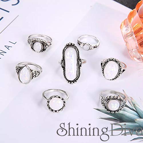 Opal Boho Plated Midi Finger Stylish Ring Set