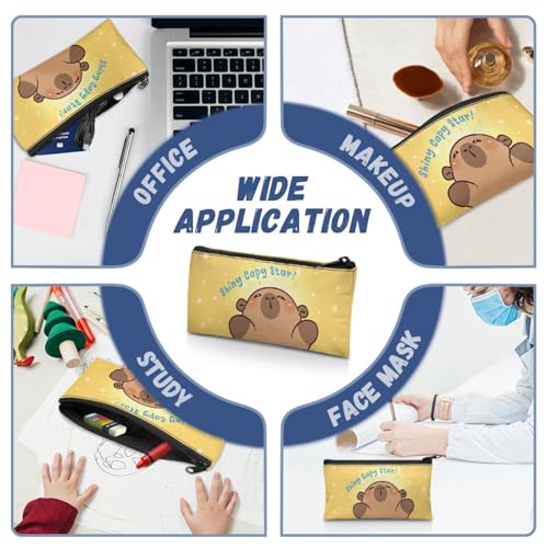 Image of Kawaii Capybara Pencil Case Lightweight Pencil Pouch with Zipper Kawaii Pen Organizer for Toddlers Girls Cute Crayon Pouch for Painting Lesson
