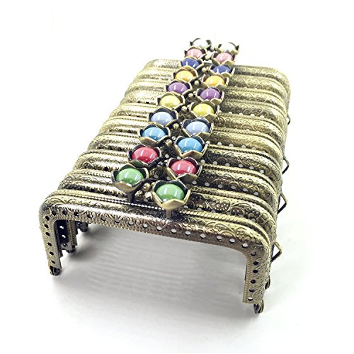 GuoFa Metal Frame Purse Coin Bag Kiss Clasp Lock DIY Craft Assorted Lotus Bead 10PCS 8.5X4.5CM