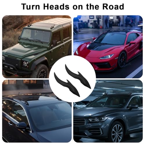 Image of STHIRA Car Mini Flame Decorative Spoiler EVA Dragon Horn Style Auto Trim with Adhesive, Waterproof Exterior Car Decoration for Roof, Hood & Trunk, Universal Fit for Cars & SUVs, 30x6.6cm
