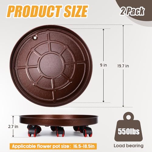 Support de plante en métal robuste avec roulettes et drainage - 3