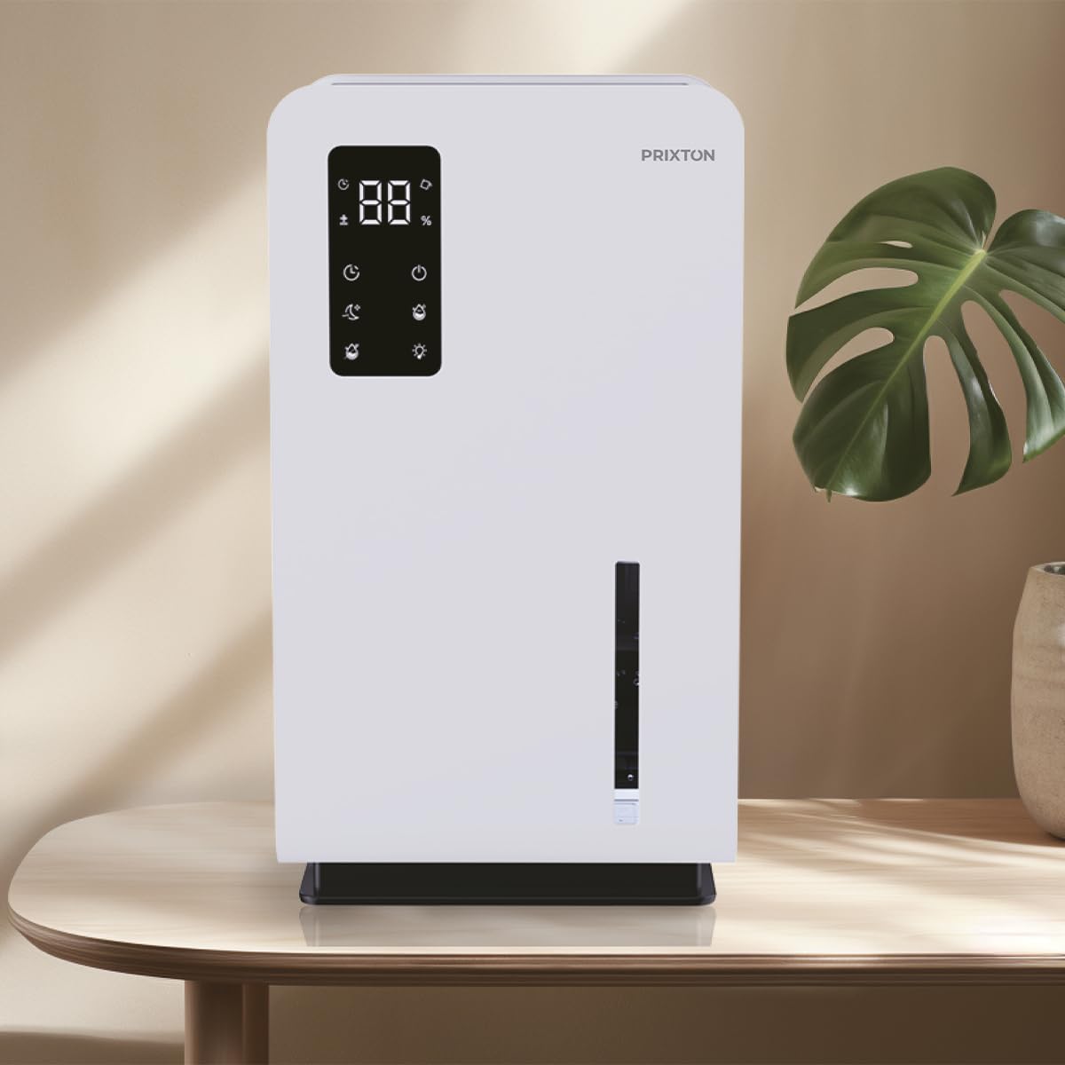PRIXTON Aura Deumidificatore e Purificatore 2 in 1, Sistema Termoelettrico, Regolazione automatica, Modalità Notturno, 3L di Capacità, Grande Copertura
