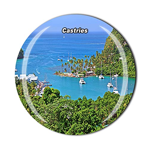 Aimant de réfrigérateur Castries Sainte Lucie en cristal souvenir touristique collection cadeau