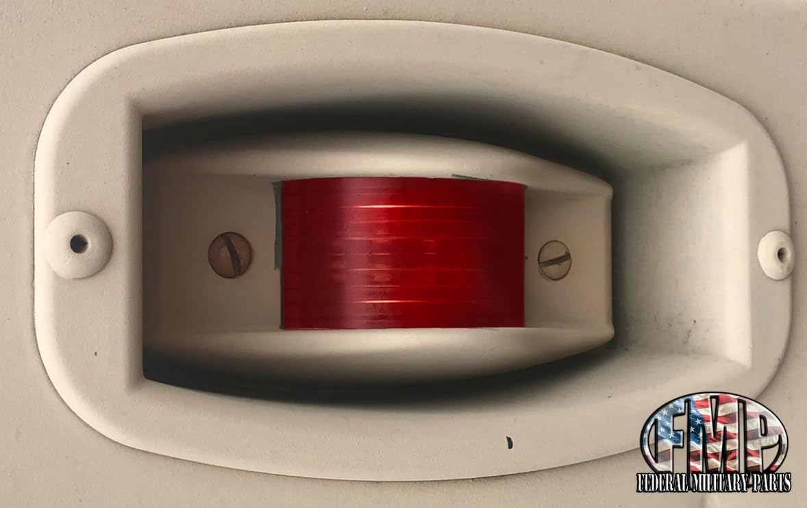Side Marker Clearance Light Tan Housing + Red Lens- 24v LED, Compatible with All Military Vehicles Including Humvee Hummer H-1