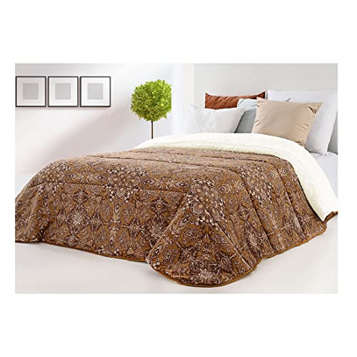 Acomoda Textil – Edredón Nórdico de Sedalina con Borreguito 240x250cm. Edredón Sherpa Estampado para Cama de 135 y 150, Manta Cama Matrimonio y Sofá de Invierno, Cálida y Suave. (C.02)