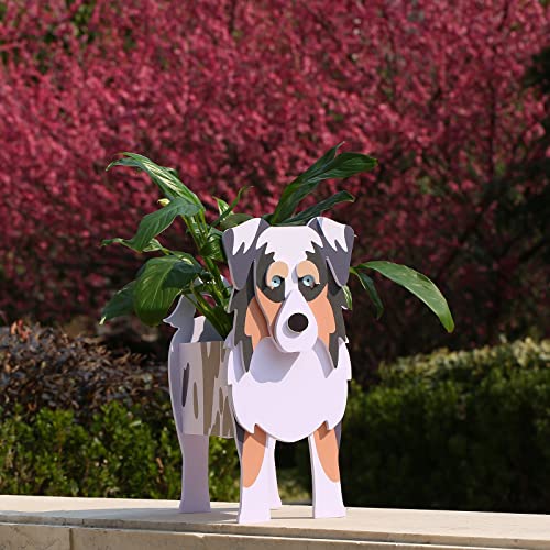 Pot de fleurs extérieur original et grand pot design chien berger australien - 2