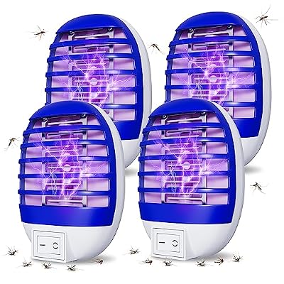 4 Pack Plug in Bug Zapper Indoor Flying Insect Trap, Electronic Mosquito Zapper Gnat Traps with LED Light for Patio, Bedroom, Kitchen, Office
