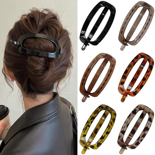 Melodio 6PCS Oval Hair Clip Set for Women – Full-Volume Back Bun Clamps, Elegant French Barrettes, Bobby Pins