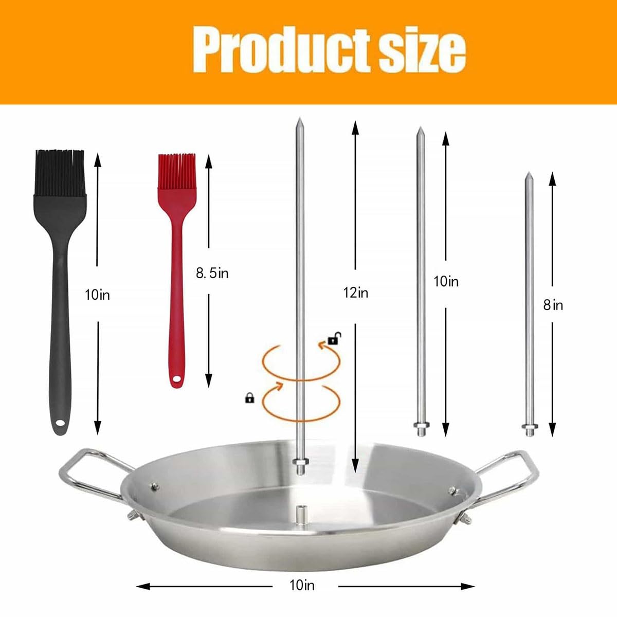 Support Vertical à Brochettes En Acier Inox – Machine à Kebab – 3 Pointes De Tailles Différentes – Pour Grillade Viande Légumes
