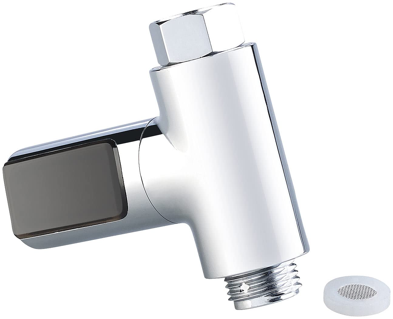 Duschthermometer: Batterieloses Armatur-Thermometer, LED-Display 360° drehbar, 0-100 °C (Badethermometer, Thermometer Wasserhahn, Bad)