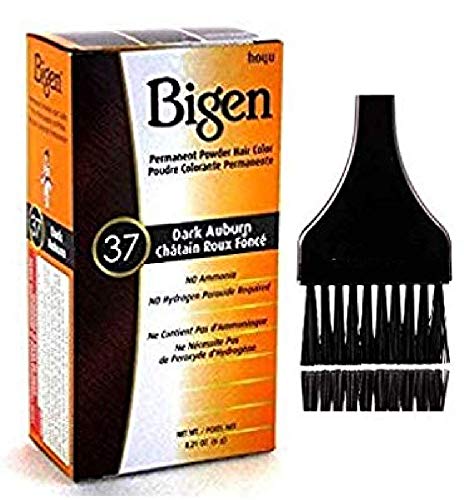 Bigen Hoyu PERMANENT POWDER HAIR COLOR Dye, No Ammonia, No Hydrogen Peroxide Required (w/Sleek Brush) 0.21 oz / 6 g Haircolor (37 Dark Auburn)