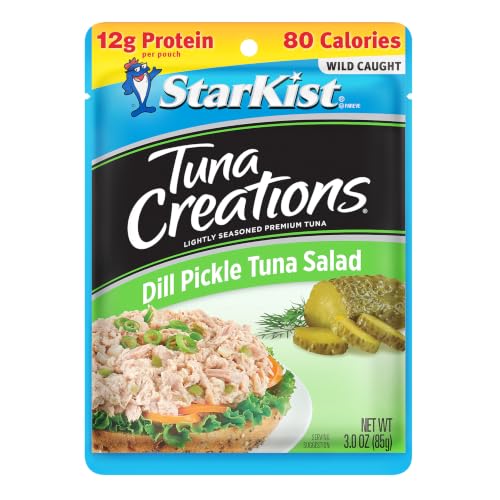Image of StarKist Tuna Creations Dill Pickle Tuna Salad, 3oz Pouch, 24-Pack | 12g Protein Per Serving, Wild Caught Shelf Stable Seafood, Gluten Free, Soy Free, No Draining, Ready to Eat for Salads