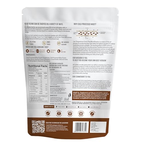Image of FUELLED Whey Protein Powder Concentrate & Isolate with 24 g Protein, 5 g BCAA (4 kg, 120 Servings) Lab Tested with Premium Metallic Shaker (Chocolate Cookie Crunch)