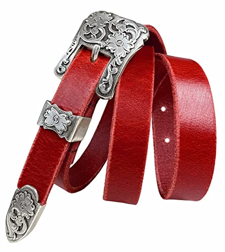 Women' Dress Belt Skinny Belt Ladies Waist Belt Genuine Full leather Belt 3/4