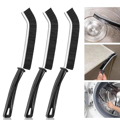 Boniry Mini Gap Bathroom Cleaning Brush, Multipurpose Toilet Cleaner Brush, Hard Bristle Crevice & Tile & Window Cleaning Tools, Kitchen & Stove Cleaner Brush (3 Gap Brush, Black)