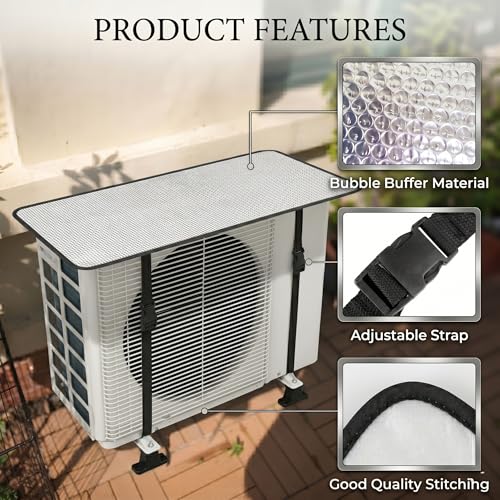 Image of Kraptick Outdoor AC Unit Cover - HVAC Sun Shade & Heat Protection with Aluminum Bubble Insulation Foil for Air Conditioners (Pack of 4)