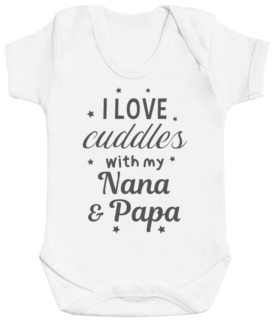 Baby Bunny Men's White Cuddles With My Nana & Papa Baby Gift, Baby Boy Bodysuit, Baby Girl Bodysuit - 0-3 Months